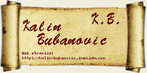 Kalin Bubanović vizit kartica